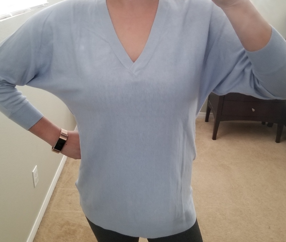 Uterqüe Extra-fine Silk/ Cotton V-neck Sweater M - Picture 3 of 8